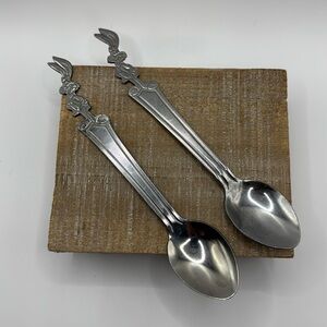 Vintage Nestle Stainless Steel Rabbit Chocolate Milk‎ Stir Spoons Lot of 2